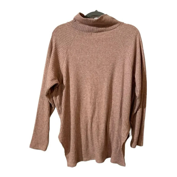 Coco+ Carmen Women's Pink Cowl Neck Ribbed Knit Button Sweater L Fisherman - Picture 3 of 9